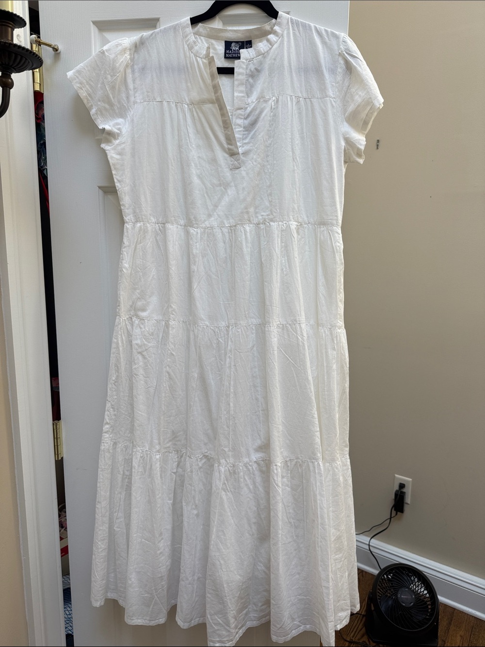 Madison Mathews White Folly Midi Dress